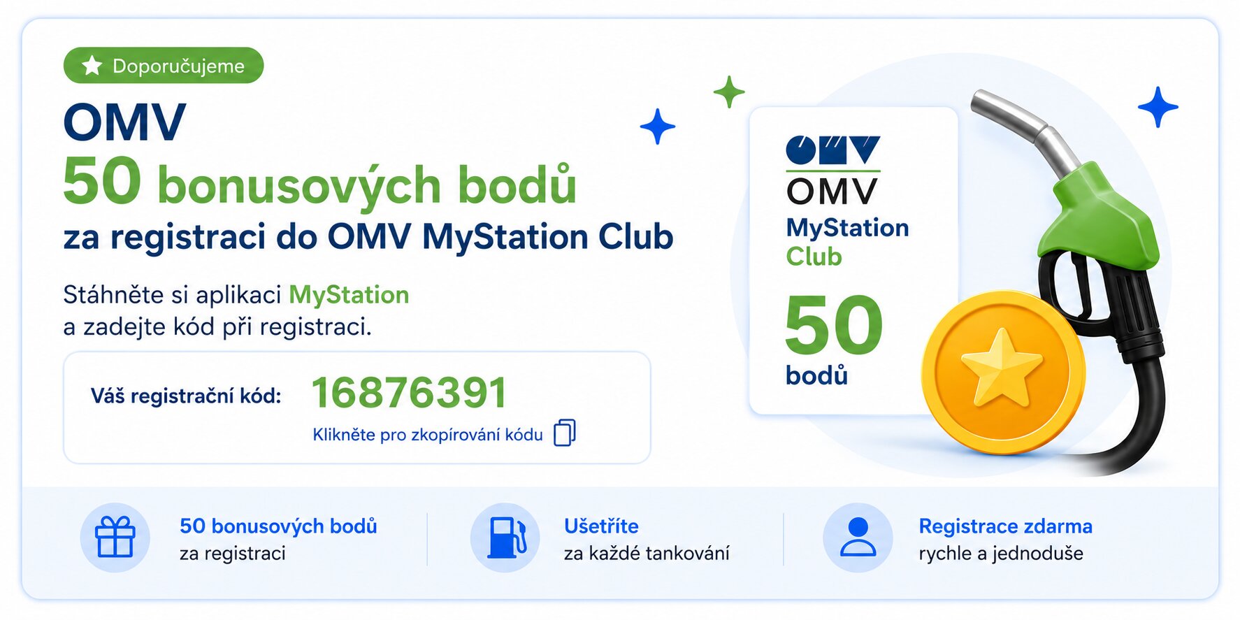 OMV MyStation Club – 50 bonusových bodů za registraci